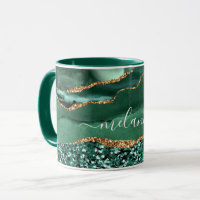 Agate Green Gold Glitzer Marble Tasse Geben Sie Ih