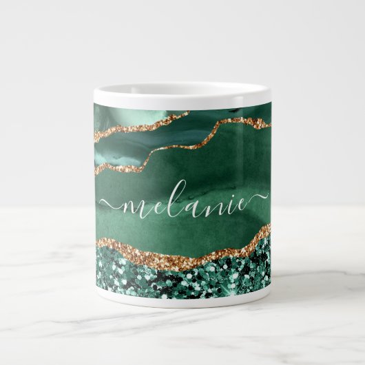 Agate Green Gold Glitzer Marble Tasse Individuelle (Vorderseite)