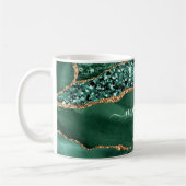 Agate Green Gold Glitzer Marble Tasse mit Ihrem Na (Links)