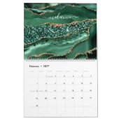 Agate Green Gold Glitzer Marble Your Name Calendar Kalender (Feb 2027)
