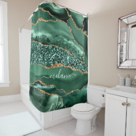 Agate Green Gold Glitzer Marmordusche Vorhang