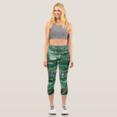 Agate Green Gold Glitzer Marmorgemone Leggings (Vorderseite)