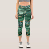 Agate Green Gold Glitzer Marmorgemone Leggings (Vorderseite)