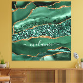 Agate Green Gold Glitzer Marmorname Canvas Print Leinwanddruck (Insitu (Wohnzimmer))