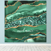 Agate Green Gold Glitzer Marmorname Canvas Print Leinwanddruck (Insitu (Holzboden))