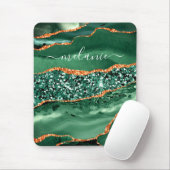 Agate Green Gold Glitzer Marmornamenspad Mousepad (Mit Mouse)