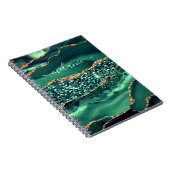 Agate Green Gold Glitzer MarmorNotebook Ihr Name Notizblock (Rechte Seite)