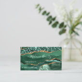 Agate Green Gold Glitzer Modern Business Card Visitenkarte (Stehend Vorderseite)