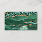 Agate Green Gold Glitzer Modern Business Card Visitenkarte (Rückseite)
