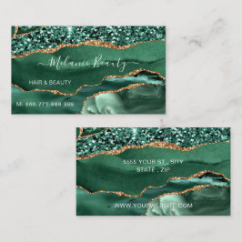 Agate Green Gold Glitzer Modern Business Card Visitenkarte