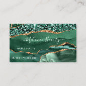 Agate Green Gold Glitzer Modern Business Card Visitenkarte (Vorderseite)