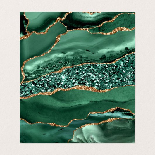 Agate Green Gold Glitzer Modernes Design QR Code Visitenkarten (Innenseite Aufgefaltet)