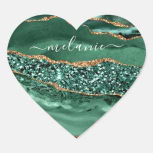 Agate Green Gold Glitzer Smarald Your Name Sticker