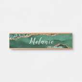 Agate Green Gold Glitzer Sparkle Name Türsignierun Türschild (Vorderseite )