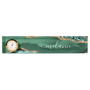 Agate Green Gold Marble Custom Desk Name Plate Namensplakette