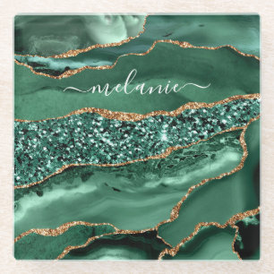 Agate Green Gold Marble Untersetzer Individuelle N