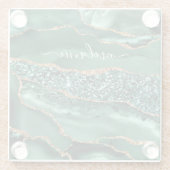 Agate Green Gold Marble Untersetzer Individuelle N (Rückseite)