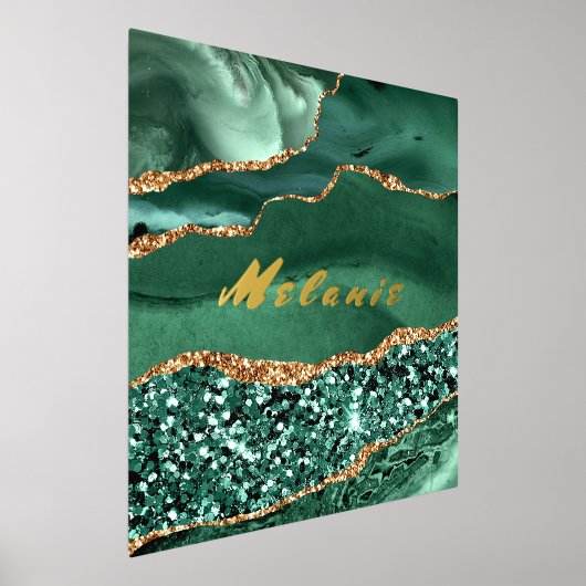 Agate Green Gold Marmor Ihr Name Foil Print Foliendrucke (Ablage )