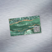 Agate Green Gold QR Code Business Card Magnet (Beispiel)