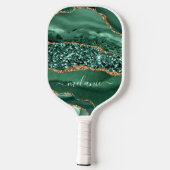 Agate Green Gold Sparkle Name Pickleball Paddle (Rückseite)