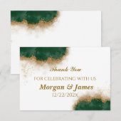 Agate Green & Gold Wedding Dankeschön Card Dankeskarte (Vorne/Hinten)