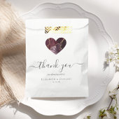 Agate Heart Script Vielen Dank Burgundy Gold Weddi Geschenktütchen