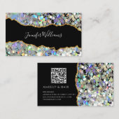 Agate Holographic Glitzer Makeup Artist QR Code Visitenkarte (Vorne/Hinten)