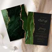Agate Hunter Green Gold Dark Modern Wedding Folieneinladung
