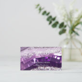 *~* Agate Lavender Lila Gold Glitzer AP66 QR Visitenkarte (Stehend Vorderseite)