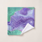 Agate Leopard Print Design Purple and Green Badhandtuch Set (Waschlappen)
