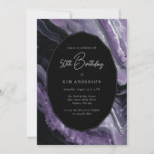 Agate Lila Black Modern Stilvoll 50. Geburtstag Einladung (Vorderseite)