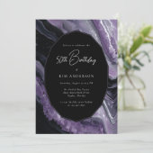 Agate Lila Black Modern Stilvoll 50. Geburtstag Einladung (Stehend Vorderseite)