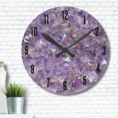 Agate Lila Crystal Runde Wanduhr