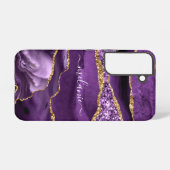 Agate Lila Gold Funkelnd Marble Individuelle Name Samsung Galaxy Hülle (Rückseite (Horizontal))