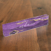Agate Lila Gold Glitzer Benutzerdefinierte Schreib Namensplakette (Seite)