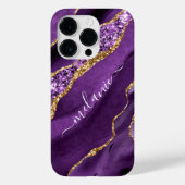 Agate Lila Gold Glitzer Ihr Name iPhone Fall Case-Mate iPhone Hülle (Rückseite)