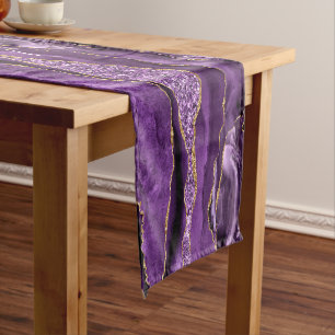 Agate Lila Gold Glitzer Ihr Name Table Runner Kurzer Tischläufer