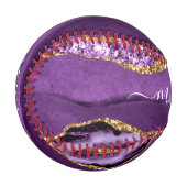 Agate Lila Gold Glitzer Individuelle Name Baseball (Vorderseite Links)