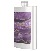 Agate Lila Gold Glitzer Individuelle Name Flask Flachmann (Links)