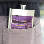 Agate Lila Gold Glitzer Individuelle Name Flask Flachmann (Beispiel)