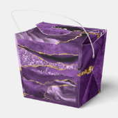 Agate Lila Gold Glitzer Individuelle Name Gefallen Geschenkschachtel (Rückseite)