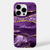 Agate Lila Gold Glitzer Individuelle Name iPhone C Case-Mate iPhone Hülle (Rückseite)