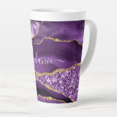 Agate Lila Gold Glitzer Individuelle Name Latte Ta Milchtasse (Rechte Ecke)