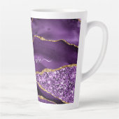 Agate Lila Gold Glitzer Individuelle Name Latte Ta Milchtasse (Rechts)