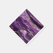 Agate Lila Gold Glitzer Individuelle Name Napkins Serviette (Ecke)