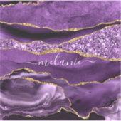 Agate Lila Gold Glitzer Individuelle Name Sticker (Vorderseite)