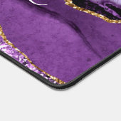 Agate Lila Gold Glitzer Marble Individuelle Name Schreibtischunterlage (Ecke)