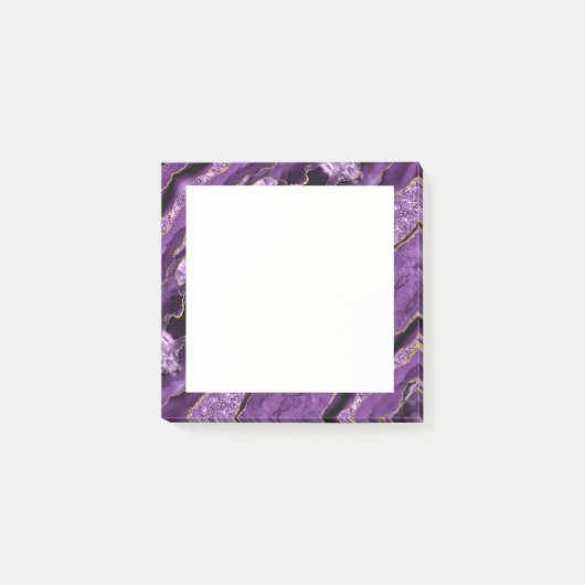 Agate Lila Gold Glitzer Marble Sticky Notes Post-it Klebezettel (Vorderseite)