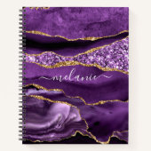 Agate Lila Gold Glitzer Notebook und Individuelle  Notizblock (Vorderseite)