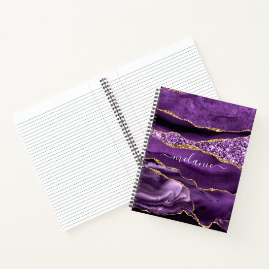 Agate Lila Gold Glitzer Notebook und Individuelle Notizblock (Innenseite)